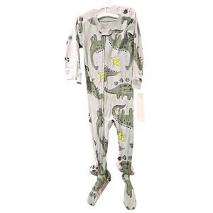 Carters 18M Dinosaur Footed Pajamas 2‎ Pack Green Grey Cotton NEW